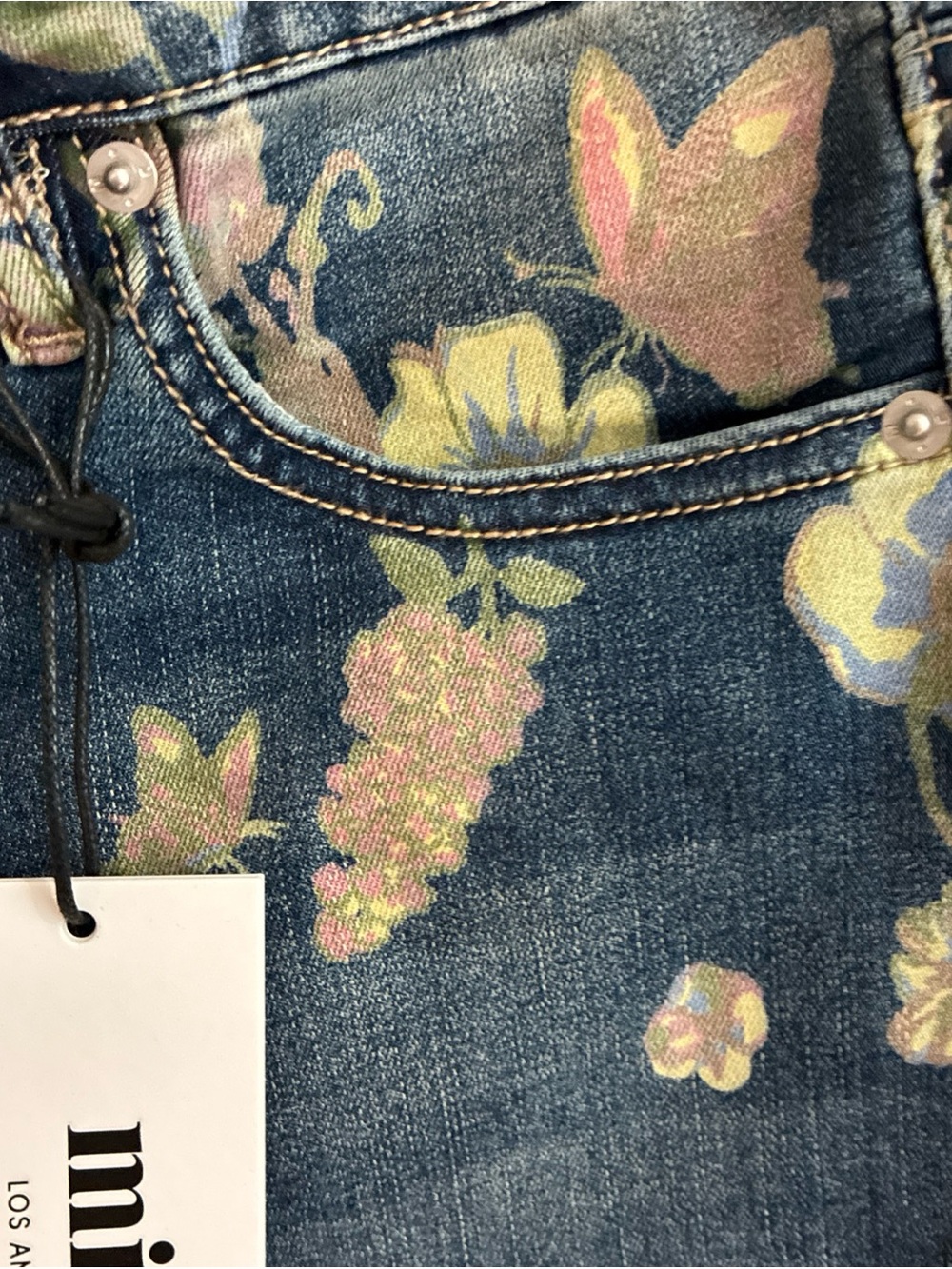 Mica Floral Print Wide-Leg Jeans — Blue - Picture 3 of 9